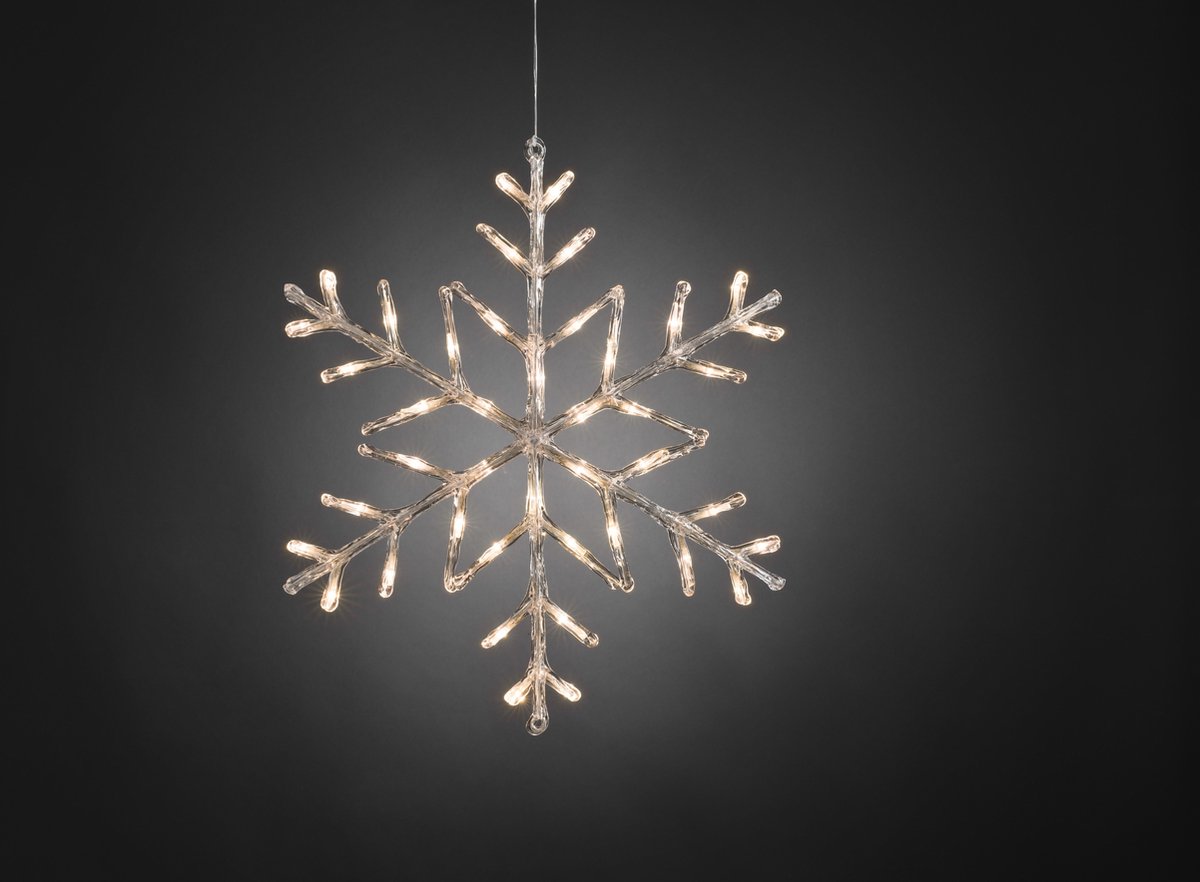 Konstsmide 4560 - Verlicht kerstfiguur - 42 lamps LED sneeuwvlok - 60 cm - timer 6u - op batterij - voor buiten - warmwit