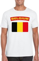 Belgie t-shirt met Belgische vlag wit heren S