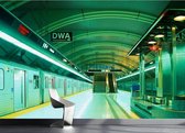 Londen Metro - Fotobehang - 232 cm x 315 cm - Groen