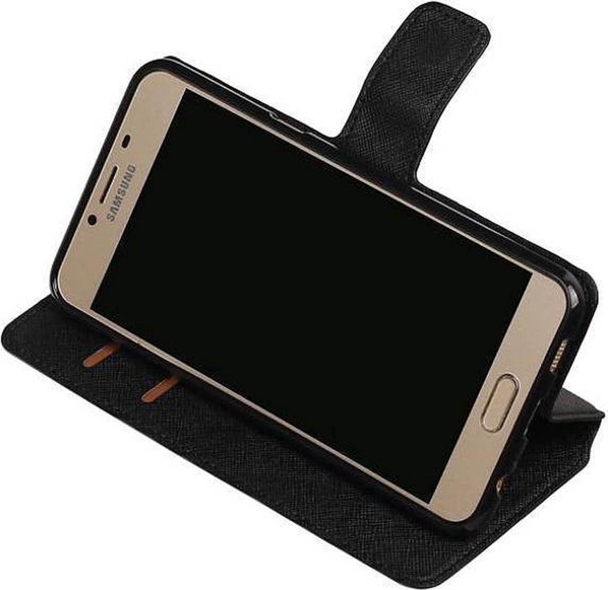 Cross Pattern TPU Bookstyle Wallet Case Hoesjes Geschikt voor Samsung Galaxy C5 Zwart