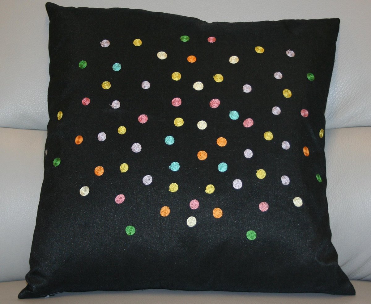 Sierkussen Confetti - - zwart - 50x50 cm