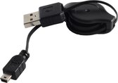 USB Mini B naar USB-A uittrekbare kabel - USB2.0 - tot 1A / zwart - 0,70 meter
