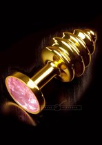 Dolce Piccante Buttplug Jewellery Small Gold Ribbed Pink - goudkleurig