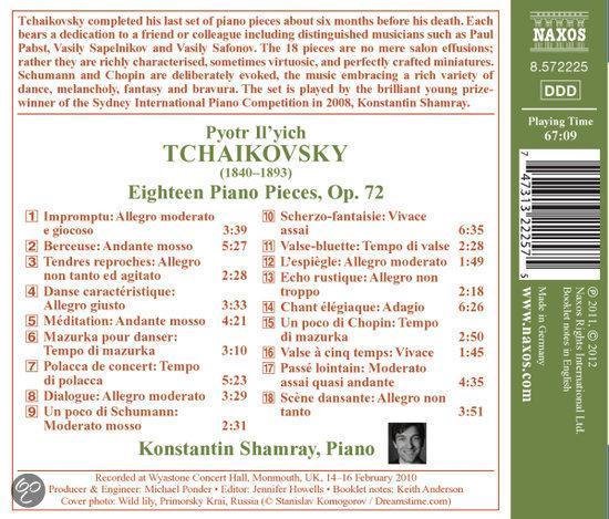 Konstantin Shamray - Tchaikovsky: Eighteen Piano Pieces, Op.72 (CD)