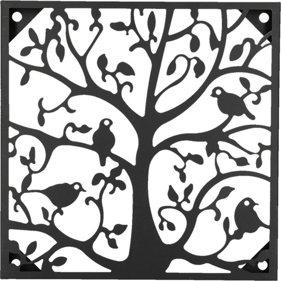 Metalen Zwart Wandpaneel met Vogels voor Binnen en Buiten – 30x30cm |  Vierkanten... | bol.com
