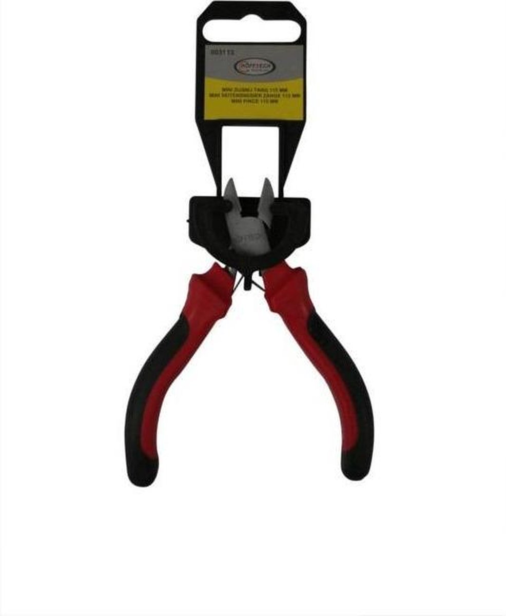 Hofftech Mini zijsnijtang - precisie en comfort - 115 mm - rood/zwart