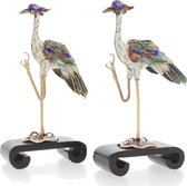 Cloisonné vogel set - emaille vogeltjes wit gekleurd- 10 cm