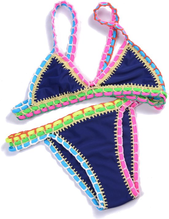 Dames Bikini - Bali Boho Ibiza bikini - maat large - navy blue - donker  blauw | bol.com