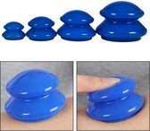Vacuum Massage Cups 4-delige set - Anti Cellulitis - Cupping Therapy Set - Siliconen Cuppingset - Blauw