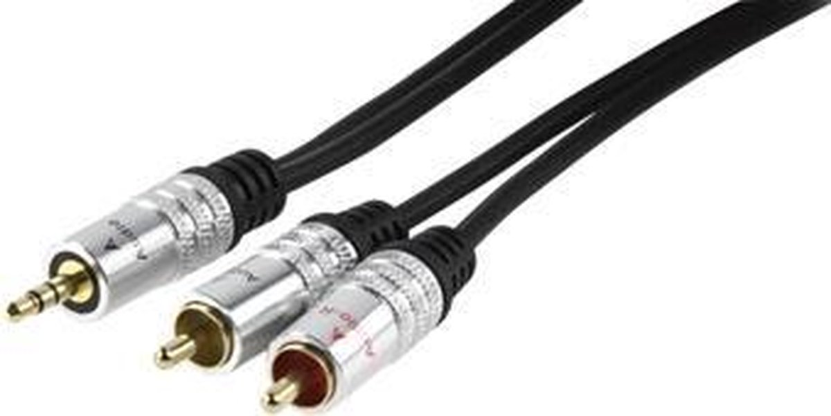 HQ - audiokabel - HQAS3458-5 Audio / Video kabel - 3.5mm - RCA - 5.00m - zwart