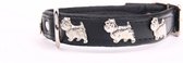 Dog's Companion - Leren halsband Westie - Lengte: 35cm (28-34cmx16 mm), Kleur: Zwart