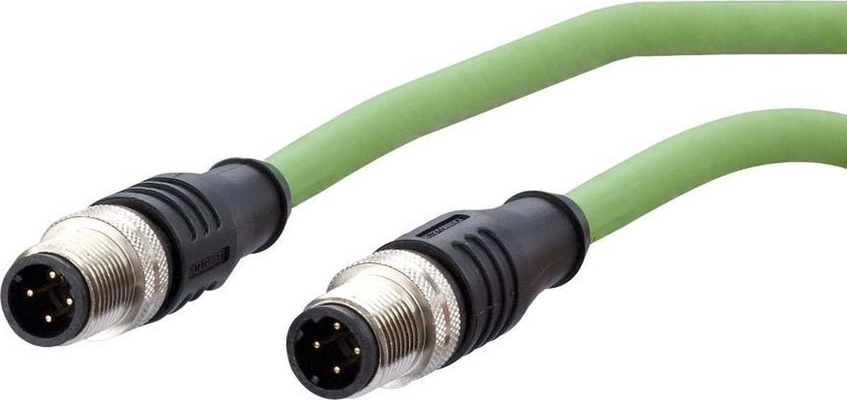 Metz Connect 142M1D11010 M12 Netwerkkabel, patchkabel CAT 5e SF/FTP 1.00 m Groen PUR-mantel, Zuurbestendig, Ozonbestend