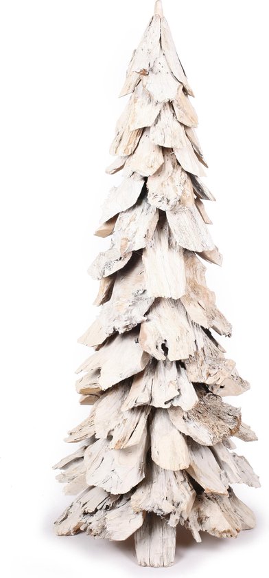 Houten kerstboom Whitewash Tree - 120 cm hoog - Wit