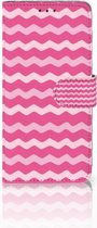 Geschikt voor Samsung Galaxy S10 Plus Bookcover hoesje Waves Pink