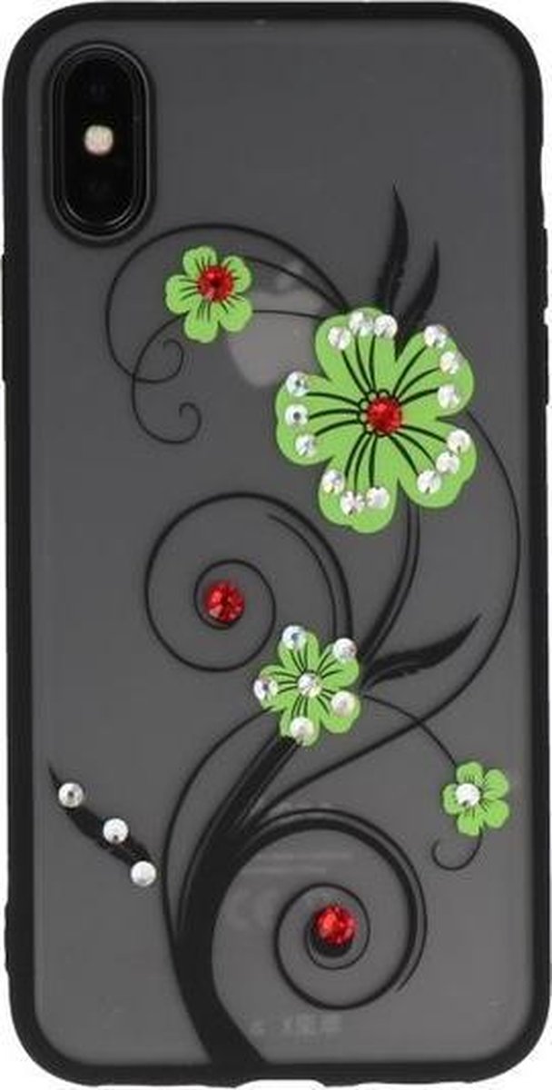 Groen Lelie TPU backcase cover Hoesje met Diamant voor Apple iPhone X