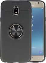 Zwart Zacht TPU met Ringhouder hoesje voor Samsung Galaxy J3 2017