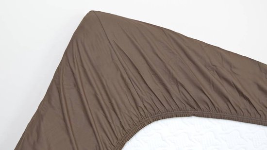 Snoozing - Surmatelas - Drap housse - Lits jumeaux - 180x200 cm - Coton percale - Marron