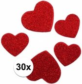 Glitter hartjes stickertjes 30 stuks - valentijn decoratie