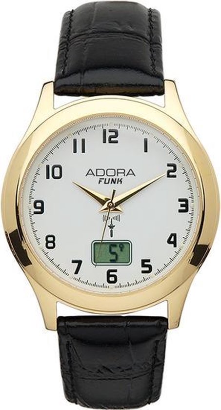 bol.com | Radio controlled heren horloge datum-leren band -van het Adora -AF7139