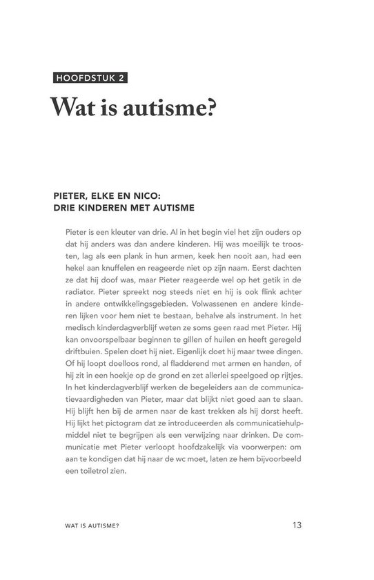 Chapitre 2 "Qu'est-ce que l'autisme ?" avec un texte sur trois enfants autistes.