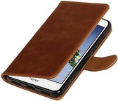 Zakelijke Book Case Telefoonhoesje Geschikt voor de Huawei Honor 5A / Y6 II - Portemonnee Hoesje - Pasjeshouder Wallet Case - Bruin