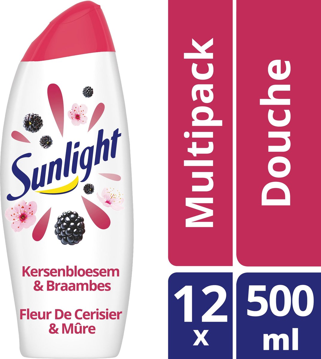 Sunlight Zeep Douchegel - Kersenbloesem & Braambes pH-Huidneutraal - Voordeelverpakking 12 x 500 ml