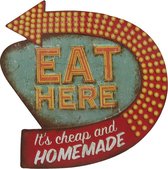 Signs-USA Eat Here - Retro Wandbord - Metaal - 45x46 cm