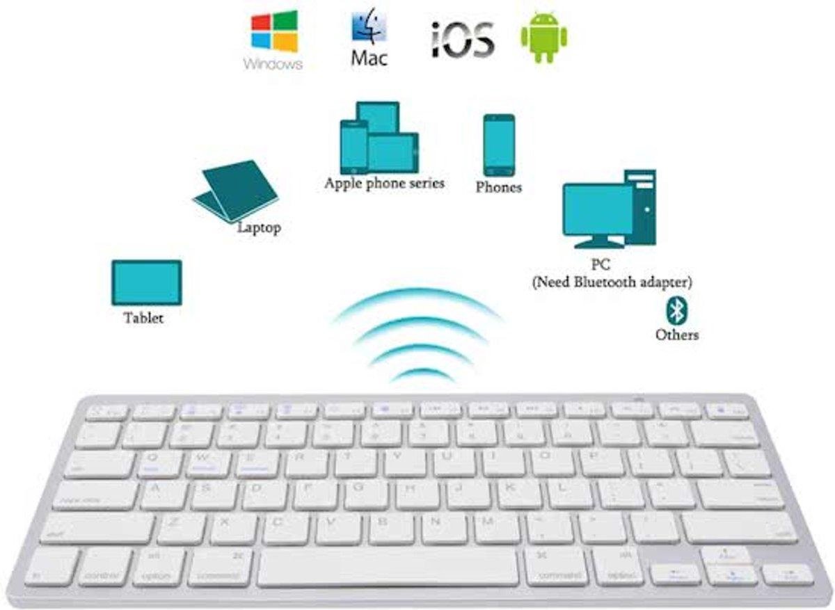 Draadloos Toetsenbord - Wireless Keyboard - Bluetooth - Wit