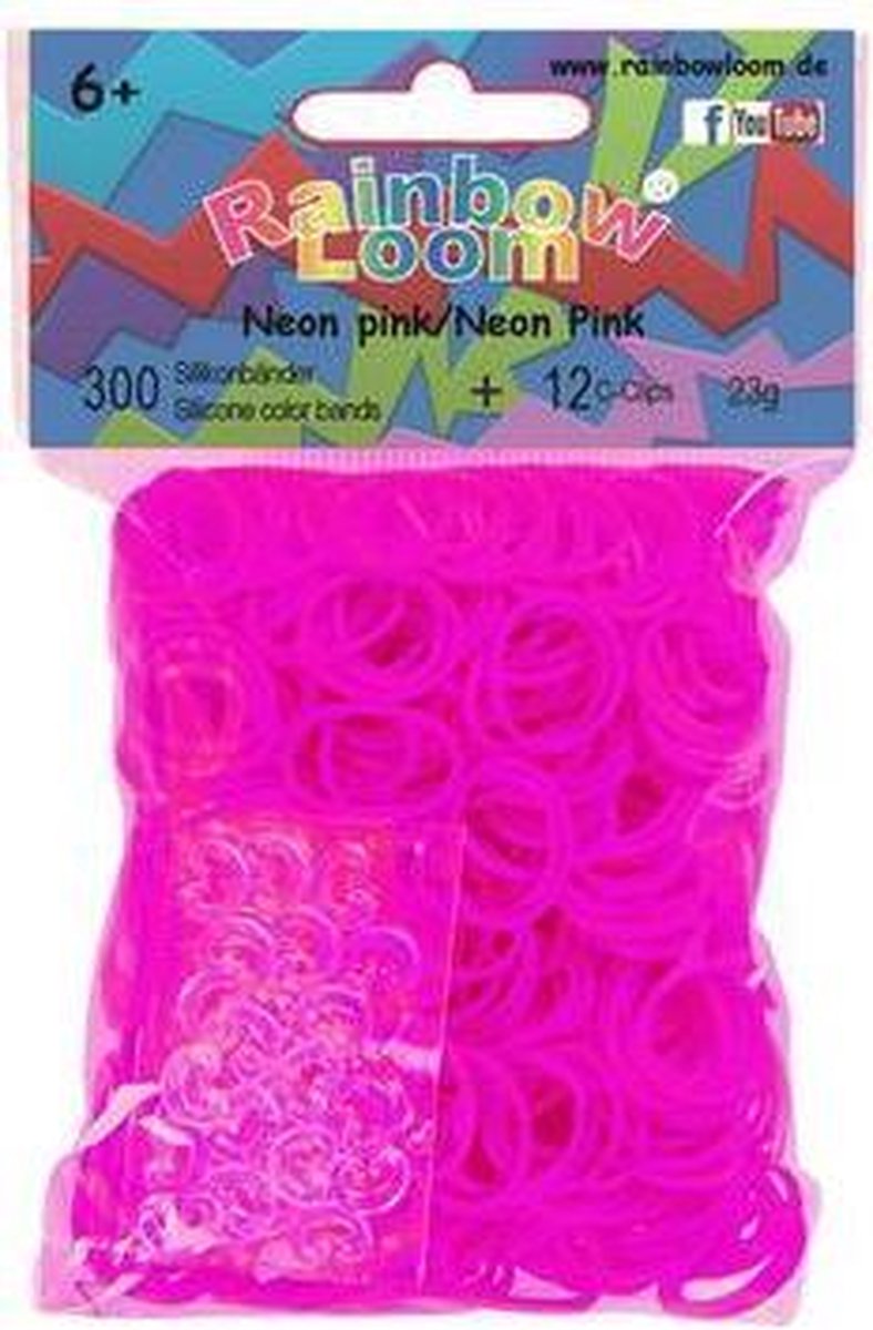 Rainbow Loom Neon Roze Met 12 Clips 300 Stuks
