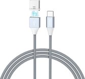 Hoco USB C Kabel Magnetisch 100CM Nylon Geschikt voor Samsung - Grijs