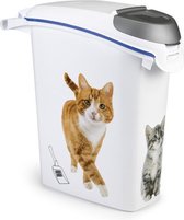 Curver Kattengritcontainer - Kattenprint - Wit - 23L