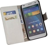 HC Wit Huawei Ascend G7 Bookcase Wallet case Telefoonhoesje