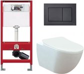 Tece Toiletset - Inbouw WC Hangtoilet wandcloset - Creavit Mat Wit Tece Now Glans Zwart