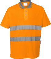 Poloshirt katoen Oranje met refelctie strepen Maat S