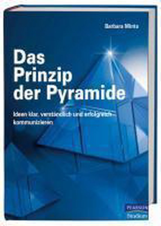 Het boek 'Das Prinzip der Pyramide' met een blauwe piramide-illustratie op de kaft.