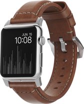 Nomad traditional leather strap Apple Watch 42mm / 44mm / 45mm / 49mm bruin / zilver
