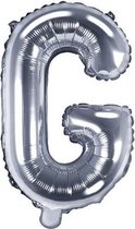 Folie ballon, 35 cm zilver Letter G