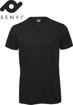 Senvi V-hals T-shirt 5 Pack 100% Katoen (Biologisch) Zwart - 3XL
