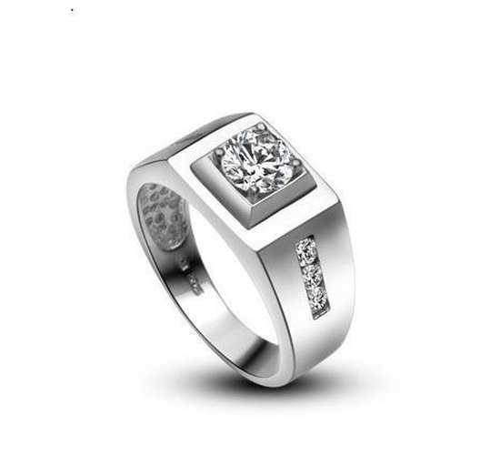Zilveren Heren Ring met Zirkonia - Gerhodineerd - 19.5mm | bol.com