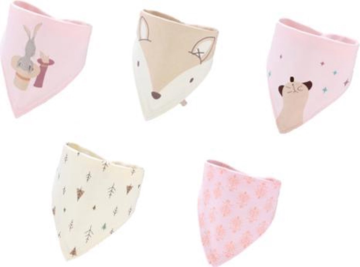 Goedkoopste BANDANA SLABBETJES – bandana slab - Roze/beige – Set 5 stuks