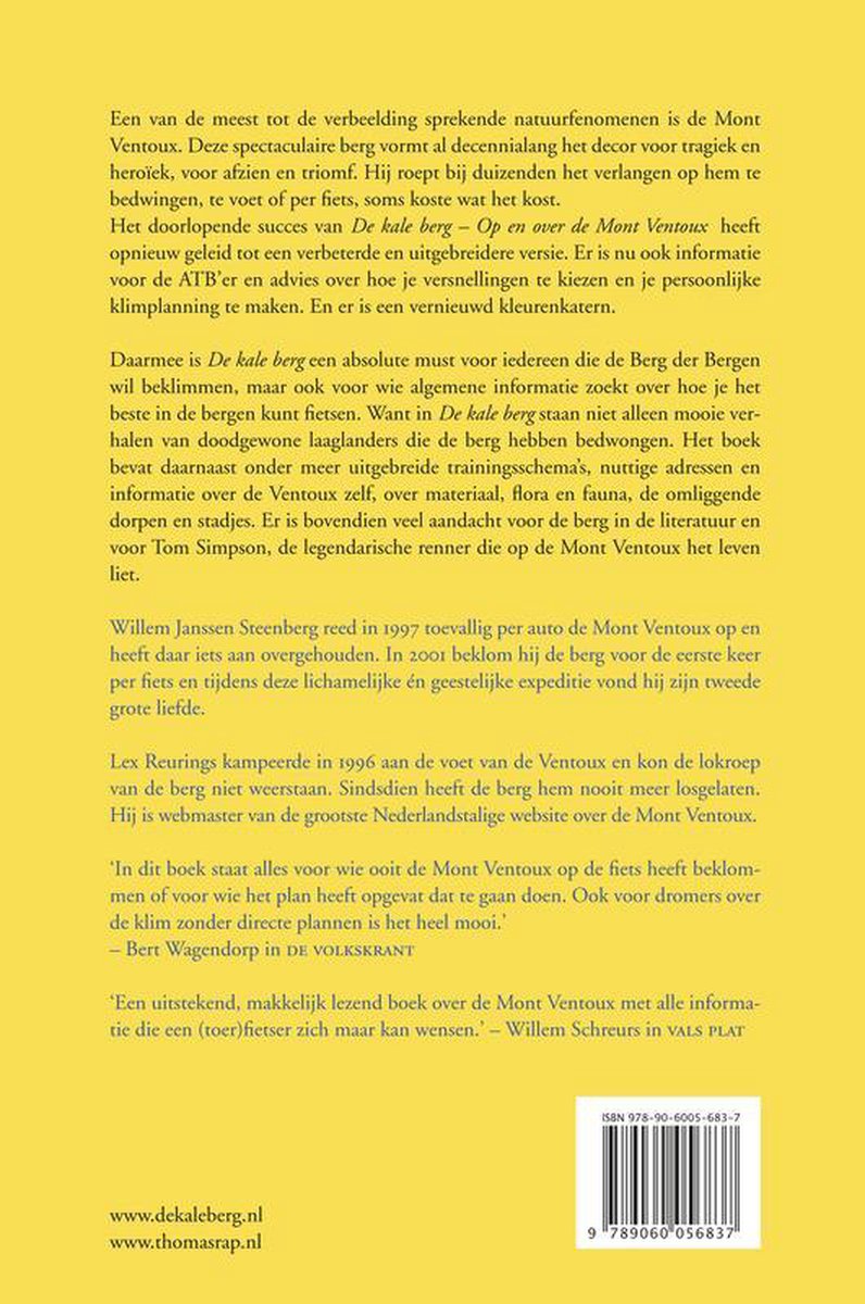 De Kale Berg Op En Over De Mont Ventoux - back cover