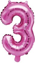PARTYDECO - Roze aluminium cijfer ballon - Decoratie > Ballonnen