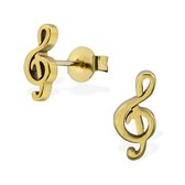 Boucles d'oreilles Montebello Bani Gold- Femme - PVC Acier 316L - Clé de sol - 5x10 mm