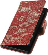 Bloem Bookstyle Hoesje - Wallet Case Telefoonhoesjes - Geschikt voor iPhone 4 Rood