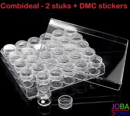 Diamond Painting "JobaStores®" Sorteerdoos Combideal 30 slots (2 stuks + DMC stickers)