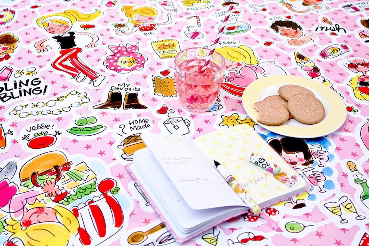 Habubu aankunnen Van Blond Amsterdam Pink Happiness tafelzeil - 140x240 cm | bol.com