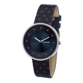 Lambretta Dots rood - blauw - horloge - 37 mm - leer