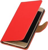 Rood Effen booktype wallet cover hoesje voor Sony Xperia C6