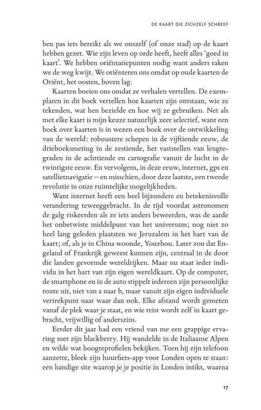 Tekstpagina met Nederlandse tekst over kaarten, cartografie en internet.