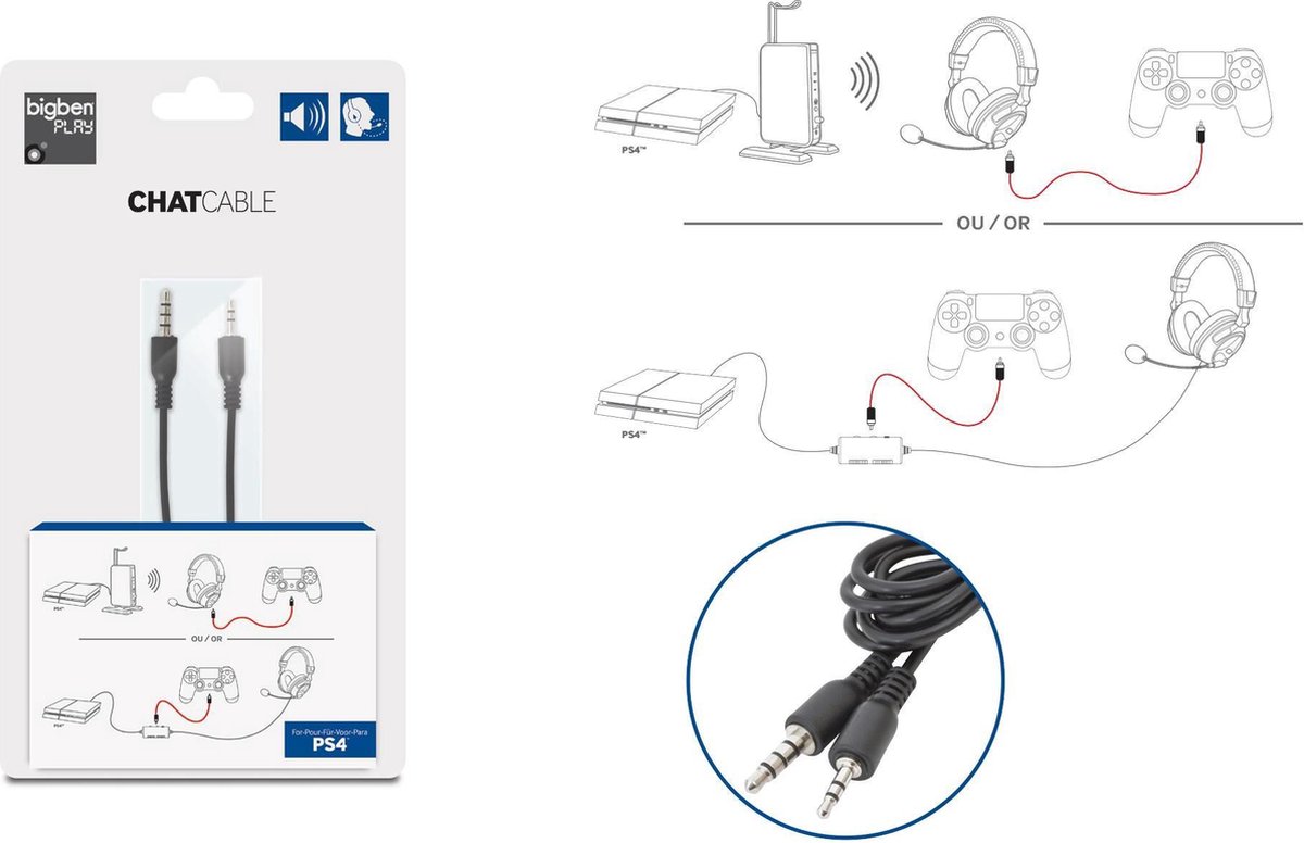 BigBen PlayStation 4 Headset Chat Kabel PS4 | bol.com